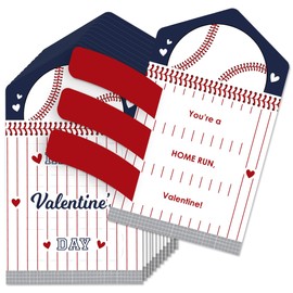 Big Dot of Happiness Batter Up - Baseball - Cards for Kids - Happy Valentine's Day Pull Tabs - Set of 12