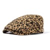 Clakllie Leopard Print Newsboy Hats Herringbone Flat Ivy Hat Retro