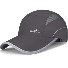 GXCROR Quick-Dry Running Hat for Men & Women - UPF 50+ Breathable Mesh, Reflective Sports Cap for Outdoor, Hiking Dark Gray