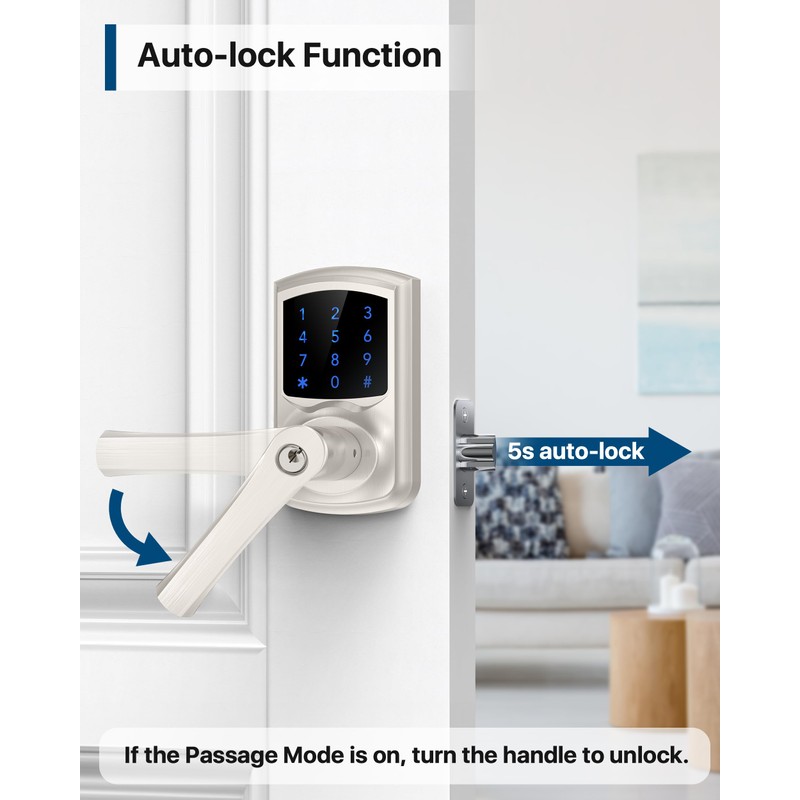 HIDALIFE Keyless Entry Door Lock, Electronic Keypad Door-Lock with Handle,