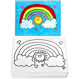 Indigo Art Studio Pre Drawn Canvas Painting for Adults Kids Couples | 4-40 PACK Discounted Bundle Art Activity | Rainbow Coloring | DIY Birthday Gift & Sip and Paint Party Favor (8x10 Inches)