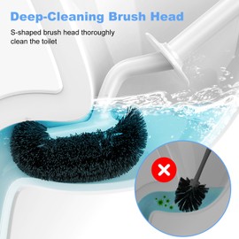 HAMITOR Toilet Bowl Brush Holder Set: Curved Design with Holder for Deep Cleaning Under Rim - Compact Hidden Scrubber for Small Space - Modern RV Bathroom Accessories - 2 Pack