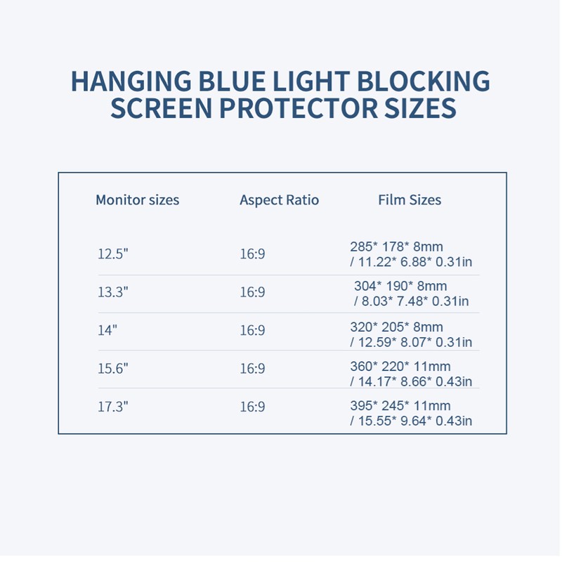 Laptop Screen Protector Hanging Blue Light Blocking Anti-UV High-transmittance Film