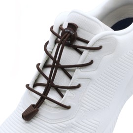 Run out sports Elastic Rubber Shoelaces without Tying - Quick Lacing System 120 cm - Elastic Shoe Laces with Quick Release - for Children and Adults (Brown)