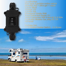 Akozon 12V 16A SPDT 6 Pins 3 Position ON/Off/ON Toggle Rocker Switch AC IP68 Waterproof Universal for Car Boat Ship RV