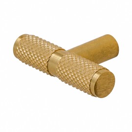 Decoranddecor Aurelia - Knurled Round Kitchen Cupboard Handles | T-Bar Cabinet Handles | Furniture Handles | Knobs for Cupboards & Draws | Gold Kitchen Handles - 50mm Single Hole Knob
