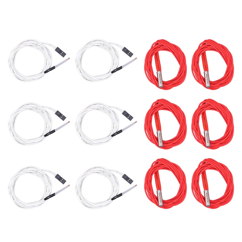 6Pcs Thermistor Wires with Terminal 6Pcs Heating Rods 3D Printer