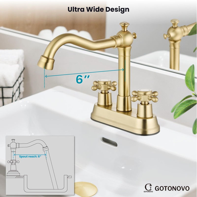 gotonovo 4 Inch Centerset Bathroom Sink Faucet with Double Cross