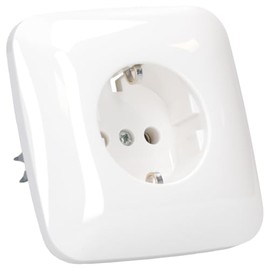 Busch-Jaeger 20EUJ-214 SCHUKO socket-outlet, full cover plate, alpine white, Reflex SI