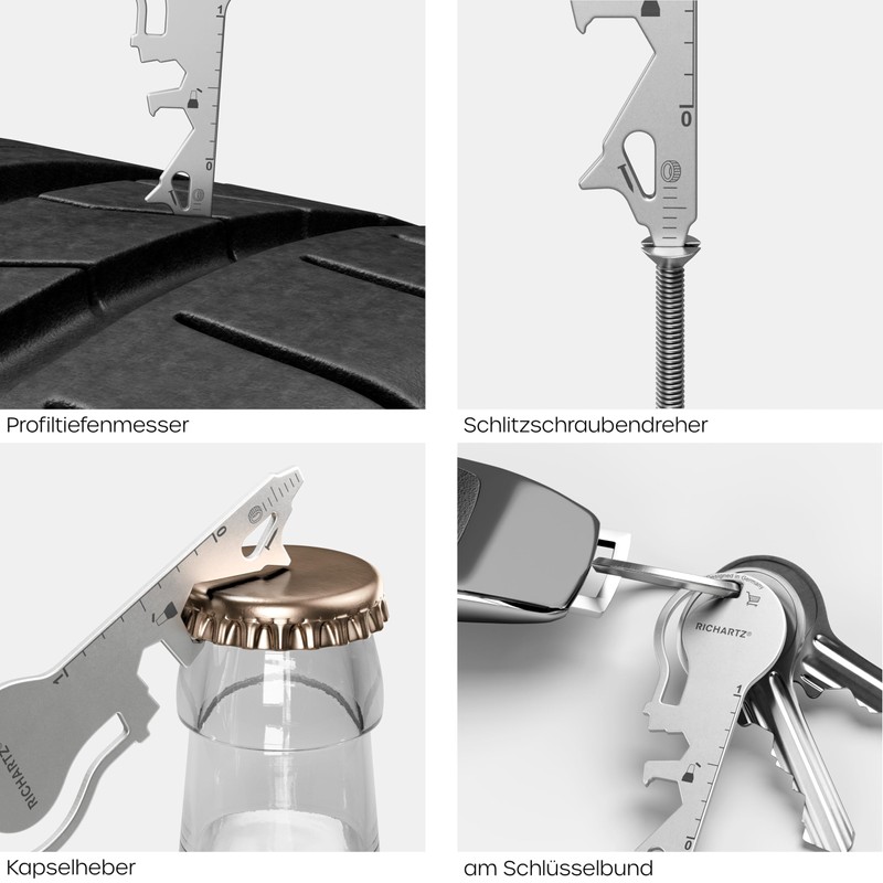 RICHARTZ Super Key Shop | Multitool Keyring | 13 Practical