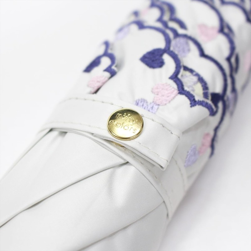 nifty Colors 2408OF Folding Umbrella, Small Heart, Embroidered Mini
