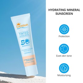 Tinted Sunscreen for Face SPF 50, 2 PCS Defense SPF 50 Face Sunscreen Lotion with Hyaluronic Acid, Sun Essence Faces Sunscreens, Hydrating, Moisturizing, UV Defense, Travel Size (Medium Color)