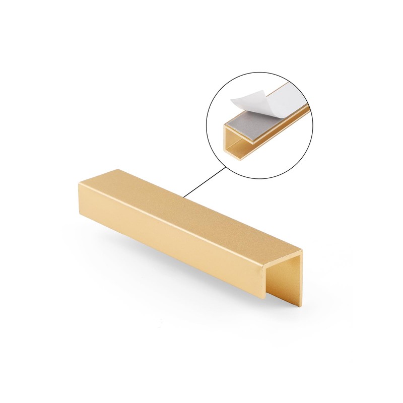 JIASENBAO 5 Pack Adhesive Cabinet Handles Gold 4-1/3" Length(Cover 3.78"