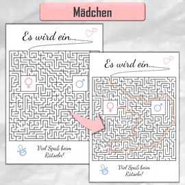 Gender Revelation Puzzle, Girl or Boy, Gender of Baby, Labyrinth - Party Game for Gender Revelation - Ideas for Gender Reveal - Gender Proclusion (Girl)
