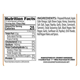 Gourmet Warehouse Golden Carolina BBQ Sauce, 16 Fl ozs,2 Pack - No MSG, No HFCS