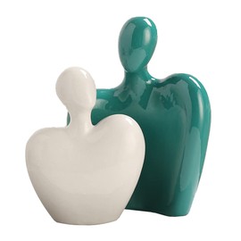 Hosoncovy Ceramic Couple Sculpture Love Couple Statue Hug Sculpture Couple Figurine Couple Art Ornament Lovers Statue Couple Gift for Wedding, Anniversary, Valentine’s Day, Birthday (White and Blue)