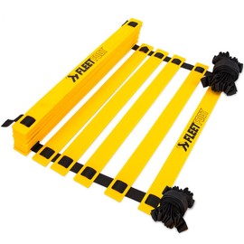 Crown Sporting Goods Fleetfoot Speed & Agility Training Ladder – 6, 10, 16, or 20 Rung Rope Equipment for Athletic Footwork & Sports Drills (8m / 16 Rungs)