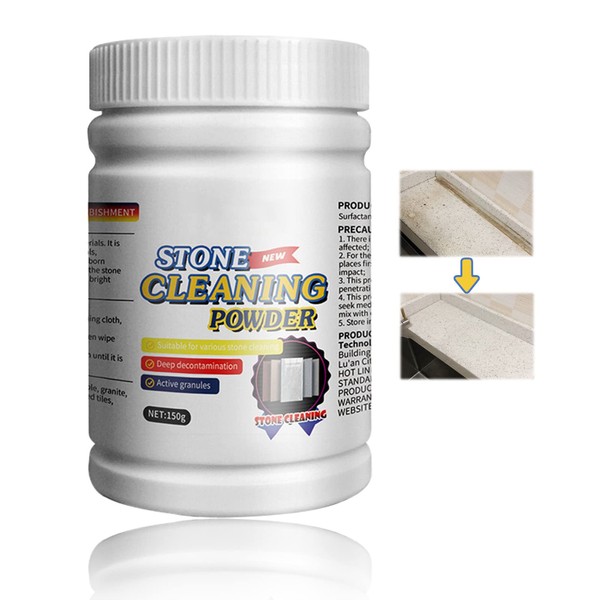 Marble Stain Remove, Granite Stain Remover, Quartz Countertop Cleaner, Stone Cleaning Powder Cleaners and Polishes for Marble, Tile, Granite, Kitchen Cooktops and All Kinds of Stone- 150g