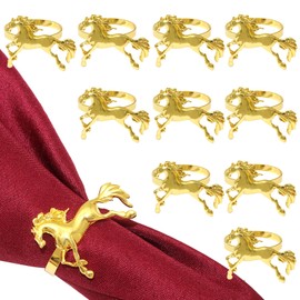 Davifina 12Pcs Horse Napkin Rings Gold Metal Animal Napkin Holder Rings Unique Western Decoration Buckles for Wedding Baby Shower Birthday Holiday Family Gathering Banquet Dinner Party Table Setting