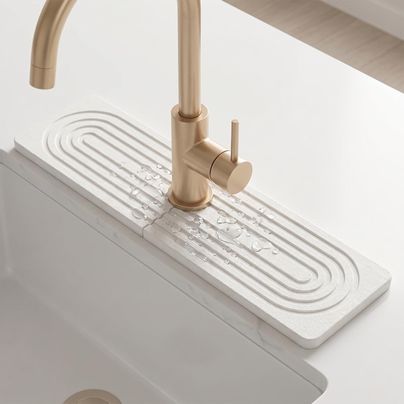 Rovelin Stone Faucet Mat for Kitchen Sink, 40x10cm Absorbent Diatomite