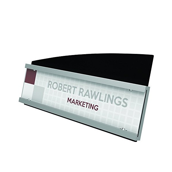 Deflecto Interior Image Nameplate Sign Holder, Silver and Black, 8-1/2”