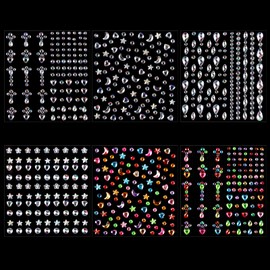 CCINEE Rhinestone Face Sticker Decal Parts Set of 6 3D Glitter Makeup Stickable Nail Art Parts DIY Supplies