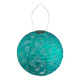 Allsop Soji Stella - Brights Geo Palm - 12" Outdoor Solar Lantern - Turquoise