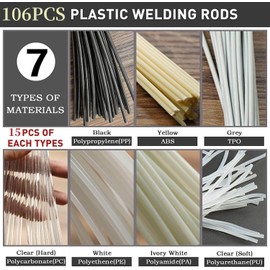 Wrdlosy 1322PCS Plastic Welding Kit - 106PCS Welding Rods, 1200PCS Welder Staples, 2PCS Smooth Heads 5PCS Reinforcing Mesh, 5 Aluminum Foil Tape, 4 Sandpaper (1322) (720)