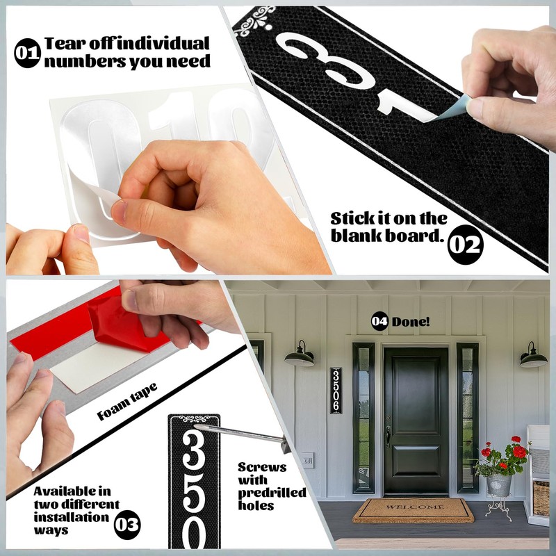 Reflective Address Plaque, Aluminum Address Sign, Vertical House Numbers for