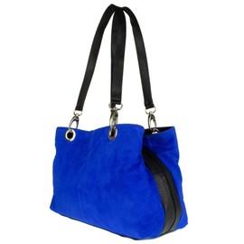 Girly HandBags Italian Suede Leather Shoulder Bag - Royal Blue(Size: W 30, H 20, D 10 cm (W 12, H 8, D 4 inches))