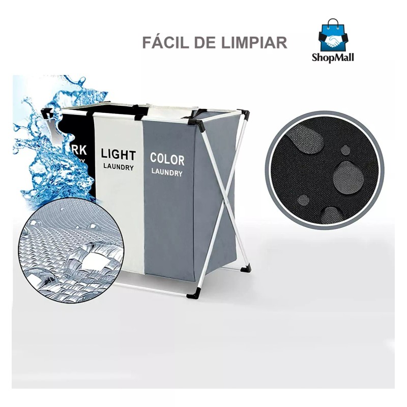 ShopMall Cesto De Ropa Sucia Plegable Hogar 3 Compartimentos