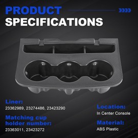 RALBDX Center Seat Console Cup Holder Compatible with Chevy Silverado 1500/2500/3500 HD Suburban Tahoe ; GMC Sierra 1500/2500/3500 HD Yukon 2014-2019 Front Cup Holder Insert 3 Cups # 23362989