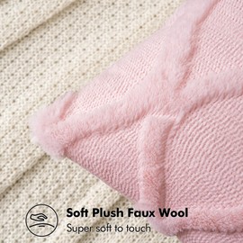 MIULEE Spring Decorative Throw Pillow Covers Light Pink 20x20 Inch Set of 2, Soft Plush Faux Wool Couch Cushion Covers Farmhouse Throw Pillows for Couch Bed Sofa Living Room
