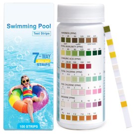 100 Strips Pool Salt Test Strips, 8IN1 Accurate Pool Test Strips for Pool, Hot Tub&Spa, Quick&Easy Test Salt, Bromine, Total Alkalinity, pH, Free Chlorine, Total Hardness, Cyanuric Acid&Total (7IN1V)