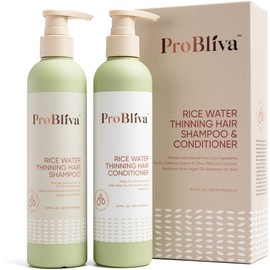 ProBliva Shampoo and Conditioner Set for Thinning Hair, Rice Water Shampoo and Conditioner, Daily Routine Shampoo and Conditioner For Women Hair Loss, Packed with Biotin, Caffeine, Reticulata Extract, Vitamin E, Hyaluronic Acid, Rosemary Oil, Hair Growth