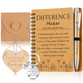 Nezyo 5 Pcs Employee Appreciation Gifts Bulk Wooden Heart Plaque Motivational Notepads Organza Bags Inspirational Pen Thank You Keychain Leaving Gifts for Mentor Teacher Coworker Office(Difference)