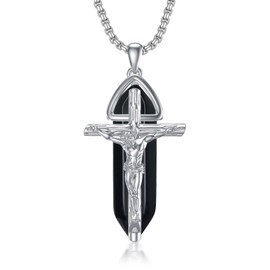 enjoylifecreative Cross Necklace for Men Girls Sterling Silver Cross Pendant Chain for Boys Faith Cross Necklace Religious Jewellery for Men Father Son Cross Gift for Him, Sterling Silver