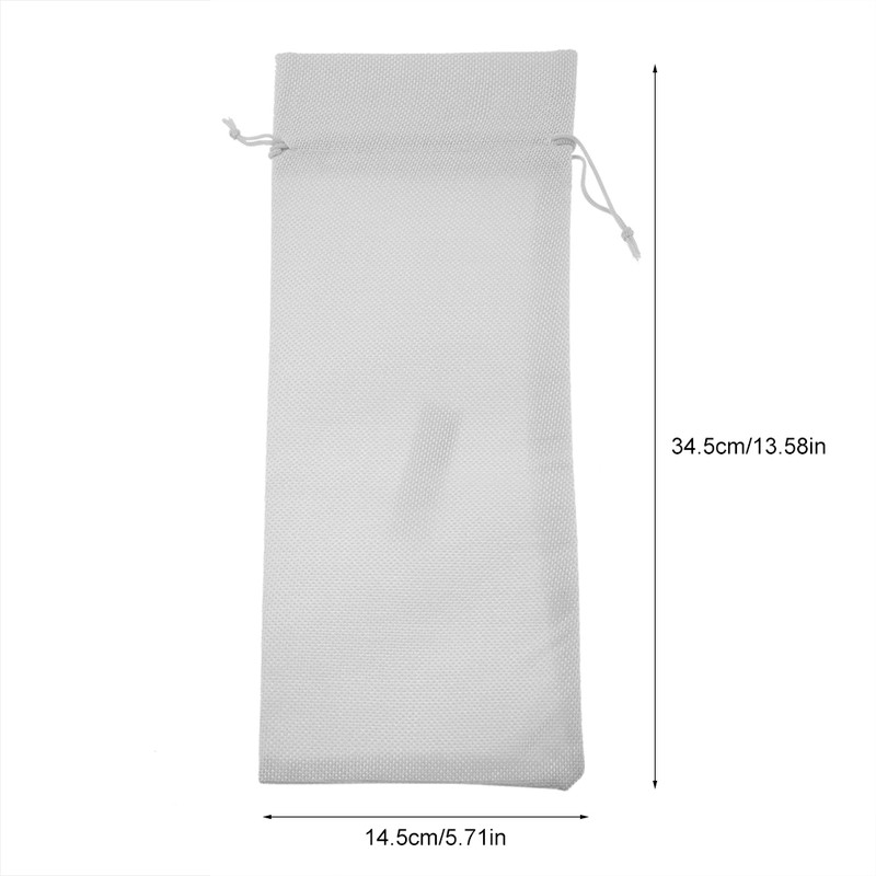 12pcs Simple Linen Fabric Wine Bag with Drawstring Champagne Decorative