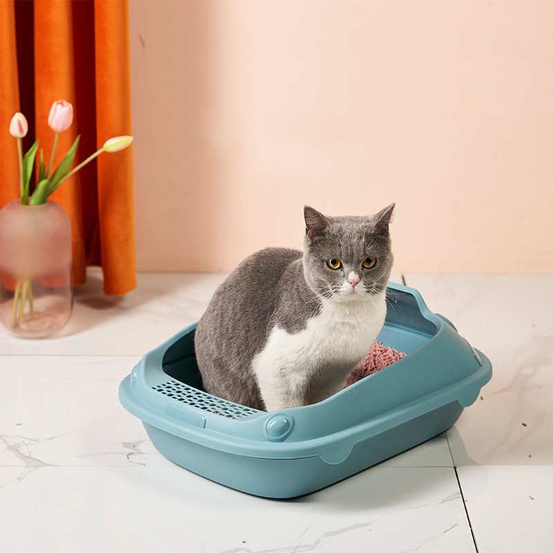 Semi Enclosed Cat Litter Box Odor Insulation Prevent Slip Large