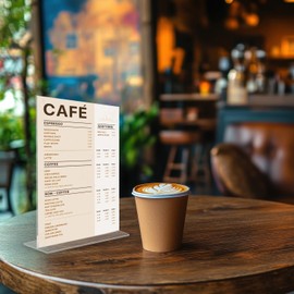 Studiocen Acrylic Stand Notice Stand - Google Rating Table Stand A4 - T Shape Table Stand for Office, Reception, Wedding - Restaurant Menu Holder - Presentation for Your Event