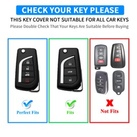 QBUC for Toyota Flip Key Fob Cover Soft TPU Key Case Cover with Keychain for Fortuner Tundra Camry RAV4 Challenger Key Shell
