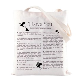 Fourth Wing Quotes Dragon Rider Reusable Shopping Bag Bookworm Shoulder Bag, Love You 4 Wings Tote Bag