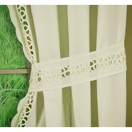 Today's Curtain, Hellina Tapework Panel Pair 84", Ecru, 4-Piece-Set, 80" W x 84" L