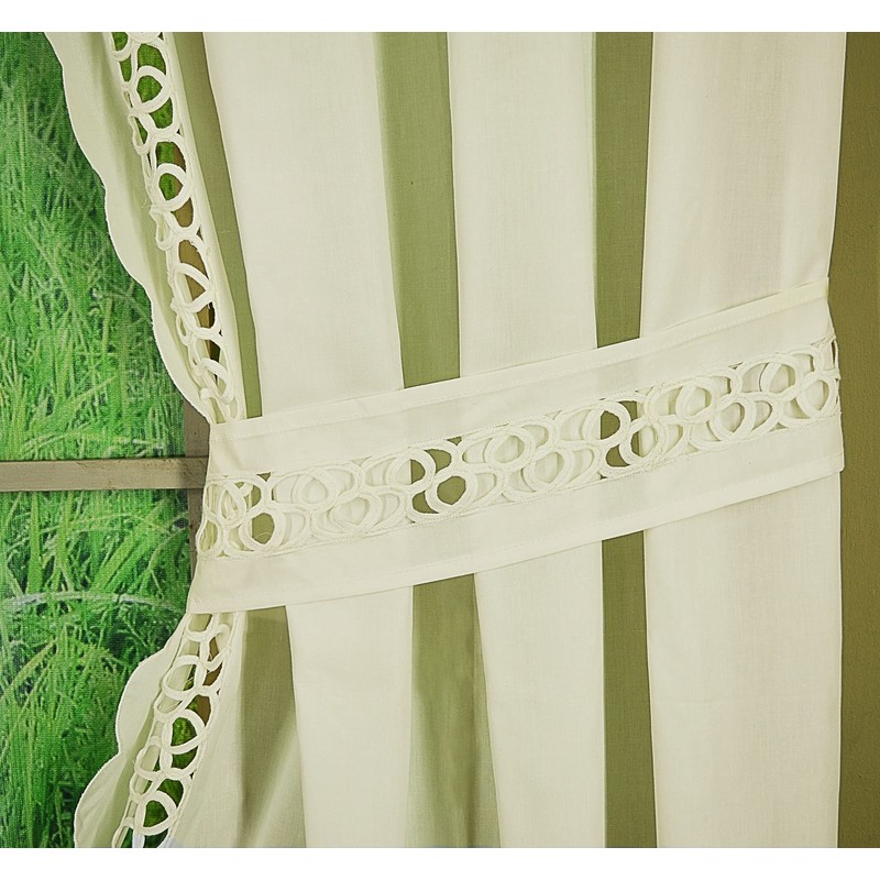 Today's Curtain, Hellina Tapework Panel Pair 84", Ecru, 4-Piece-Set, 80"