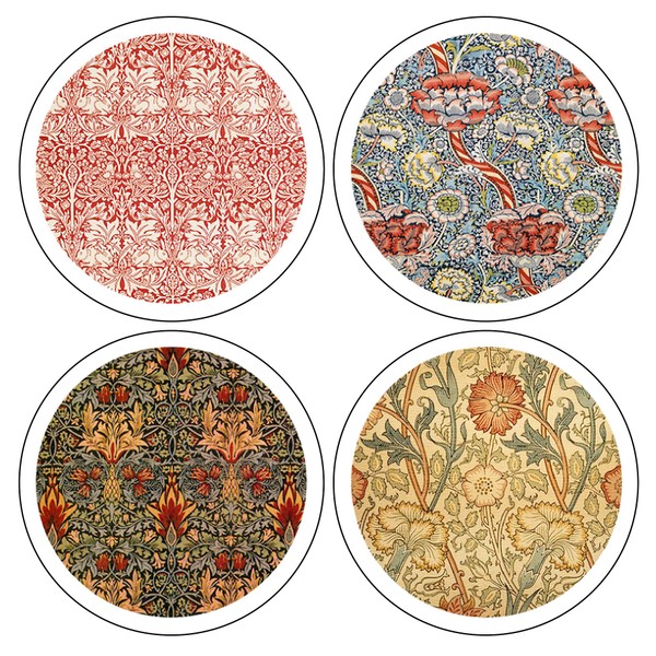 CoasterStone "William Morris Textiles Collection" Absorbent Coasters, 4-1/4-Inch, Set of 4