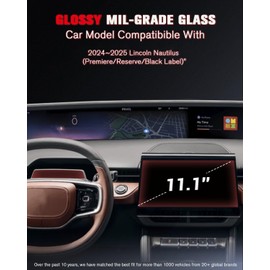 ASZSK For 2024~2025 Lincoln Nautilus (Premiere/Reserve/Black Label) 11.1 Inch Glossy Screen Protector - [More Clear& Smooth] - Mil-Grade 9H+ Tempered Glass - Touchscreen *1 + Dashboard *2