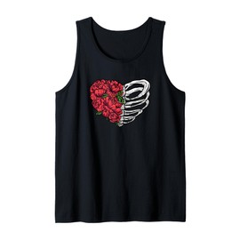 Red Roses Bones Aesthetic Soft Grunge Punk Goth Style Gothic Tank Top