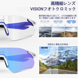 KAPVOE Photochromic Sports Sunglasses Cycling Glasses Clear UV400 Protection Women Men Motorcycle Goggles MTB Bike Running, panda