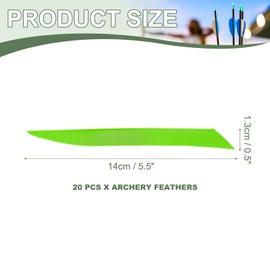 YELARXI Arrow Vanes Turkey Archery Arrows Feathers Fletching, 5.5 Inch Right Wing Fit for Hunting Target Shooting - Knife Shaped (20Pcs, Neon Green)
