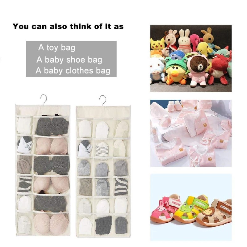 Newraturner Closet Hanging Organizer with Mesh Pockets & Rotating Metal